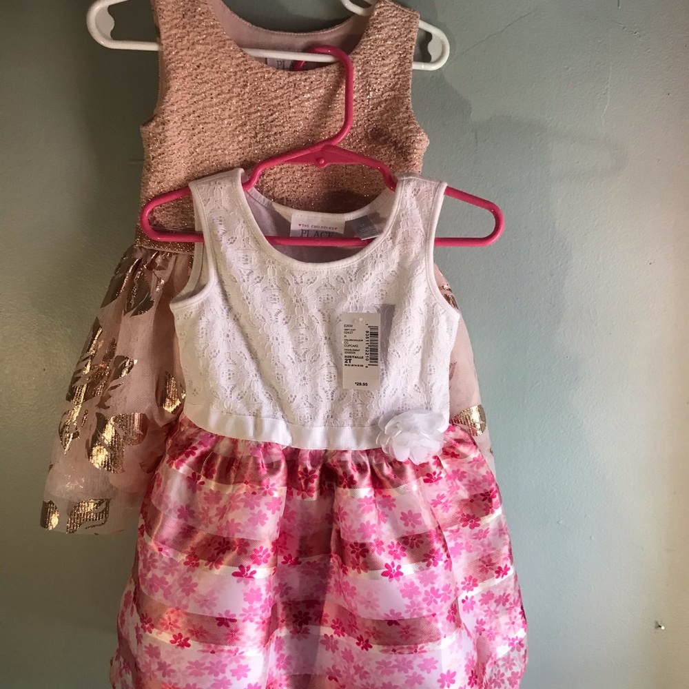 Lot of 2 children’s place dresses pretty size 2t toddler kids new white pink